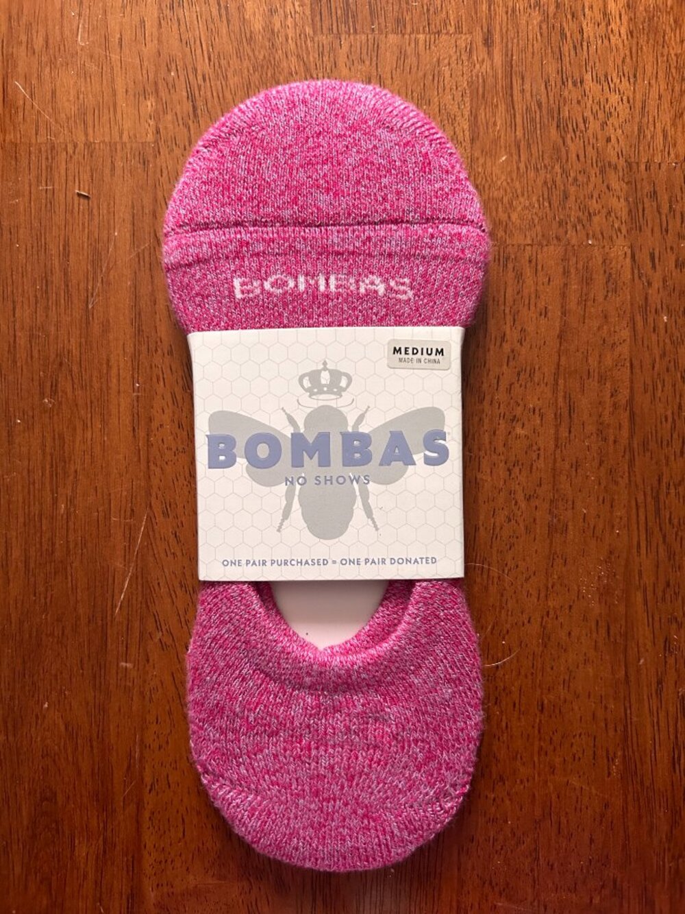 Bombas No Show Socks Heather Pink Medium Cotton Blend NWT 1 Pair